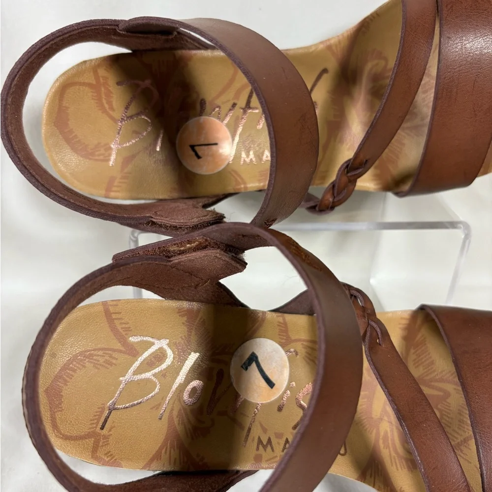 Blowfish Malibu Hazard Braid Brown Cork Wedge Platform Sandals Women's 7 - Picture 7 of 10